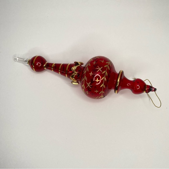 Lovely Large Red and Gold Glass Christmas Ornament - Picture 1 of 3